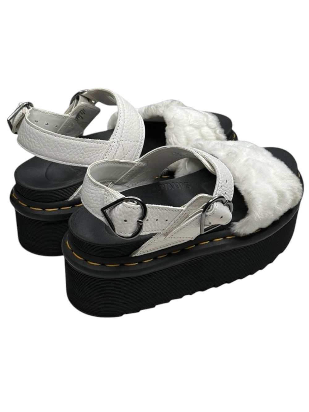 new Dr Martens ☁︎︎ Voss Fluffy Faux Fur Platform Sandal ☁︎︎ White Nappa ☁︎︎ 37 - Picture 4 of 17